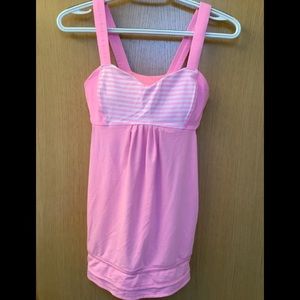Lululemon pink striped tank top size 6
